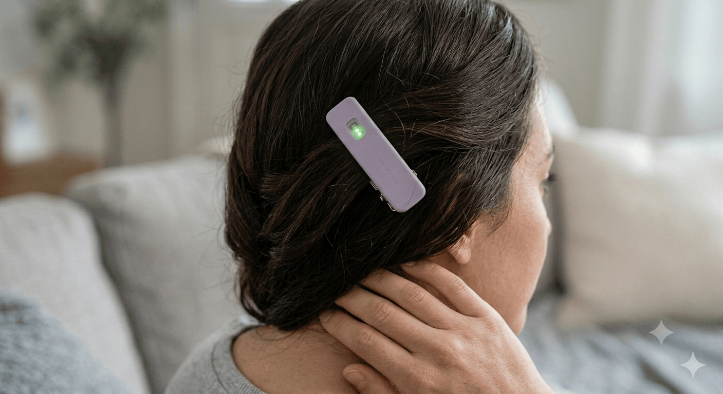Aura hair clip in use